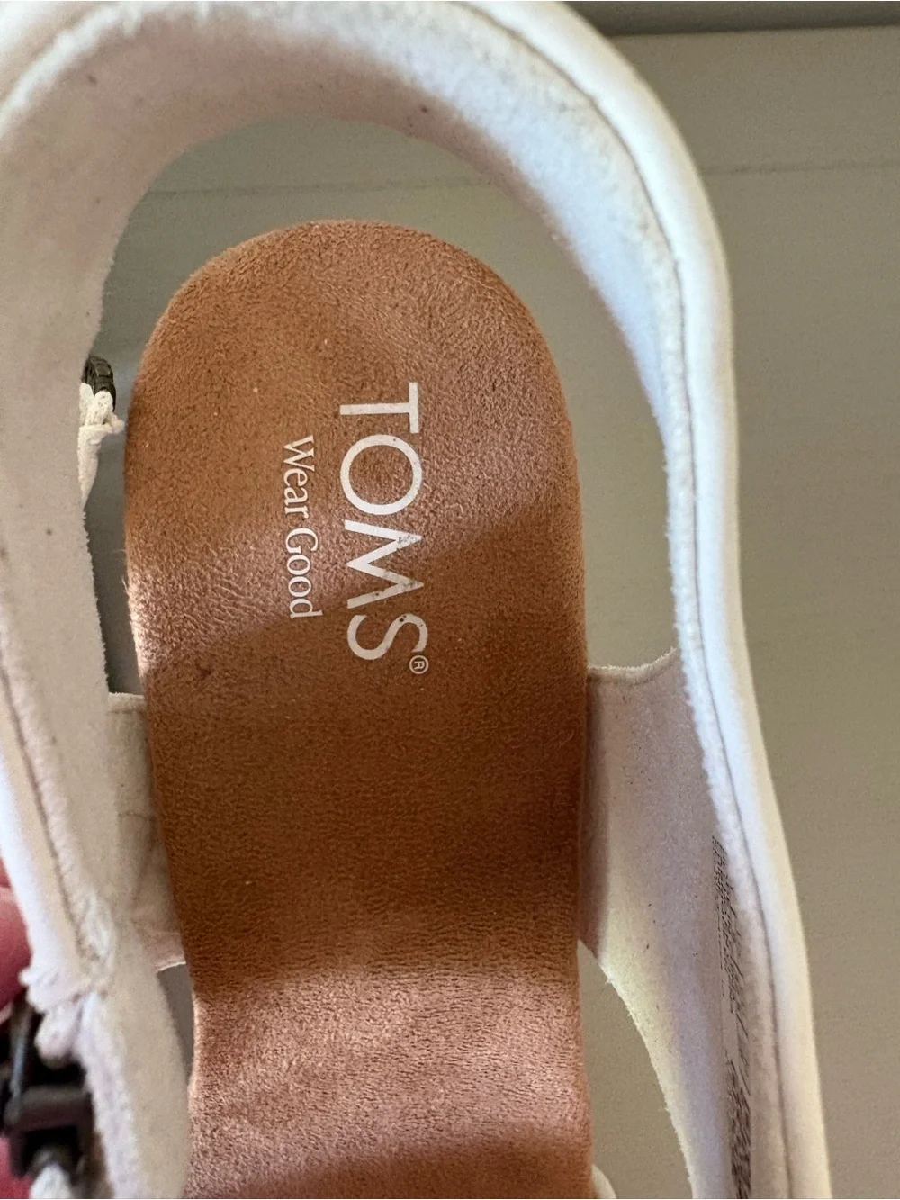 Toms Cream Woven Espadrille Wedge Sandals with Ankle Cuff